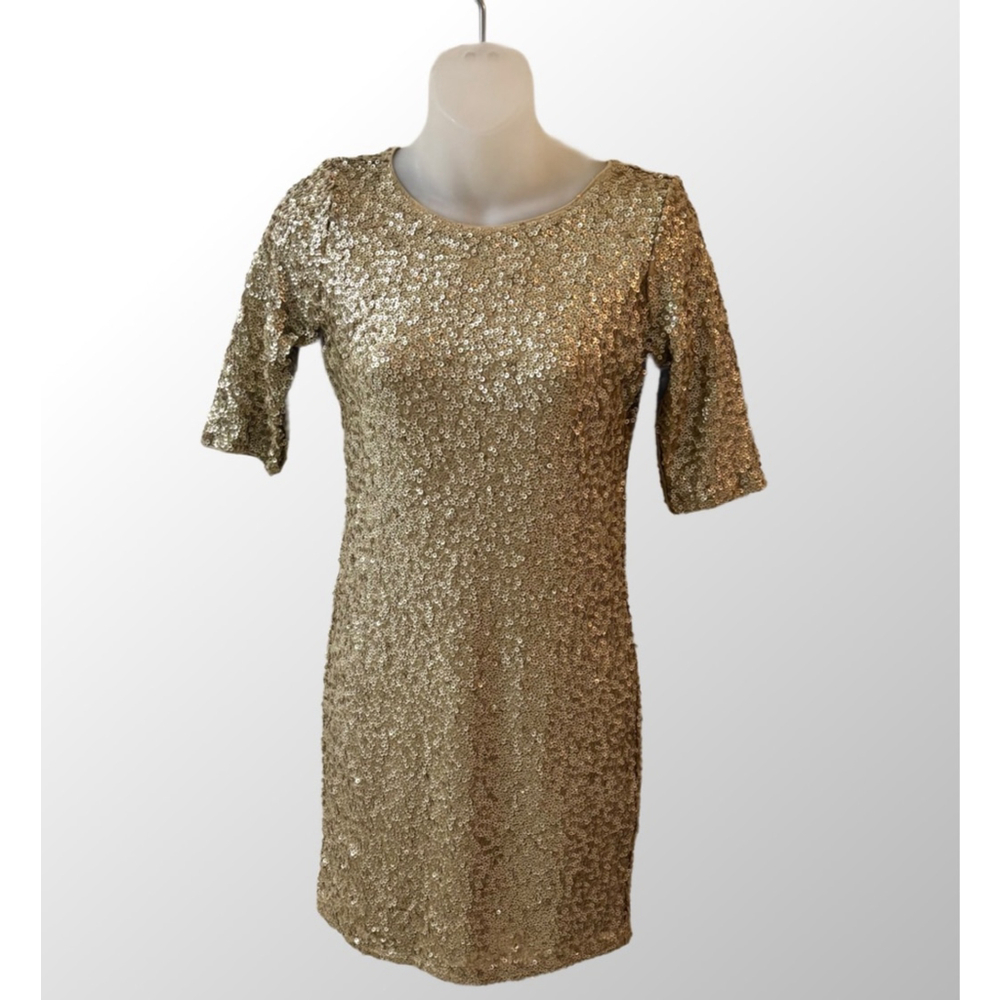 Abercrombie & Fitch Women's Gold Sequin Mini Dress Sz small Holiday party